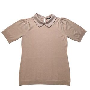 Adrianna Papell Pink Polka Dot Knit Sweater Swan Core Size XS